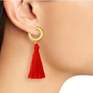 Madewell Stevie Hoop Earring Orange Tassel Gold Plated Boho Sterling 925 posts